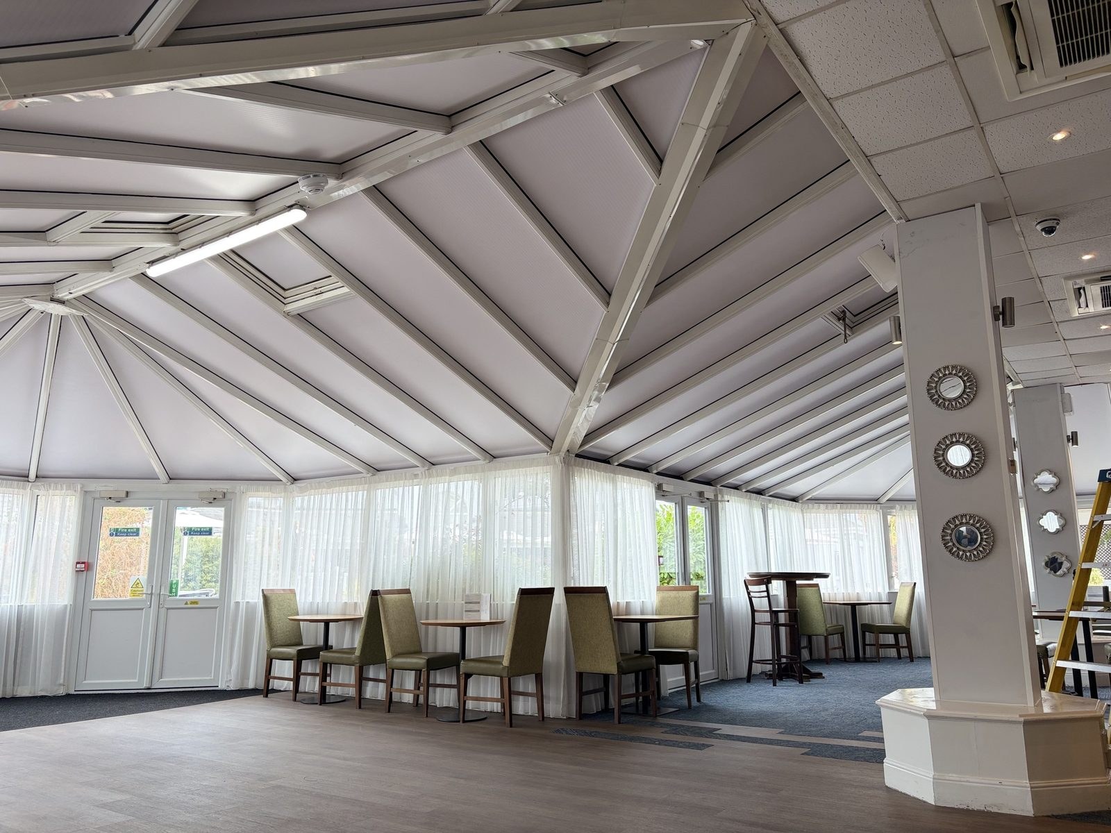 Decorative window film in hotel · Cambridge