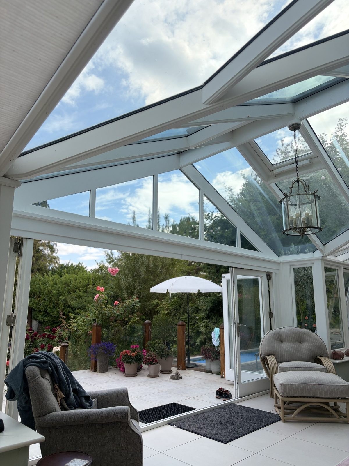 Solar control film on conservatory · Cambridge